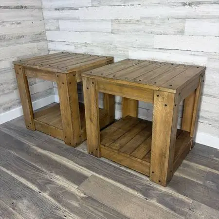 Set of 2 rustic end tables- delivery available