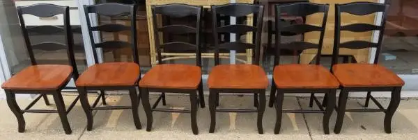 Six Solid Wood Kitchen Chairs