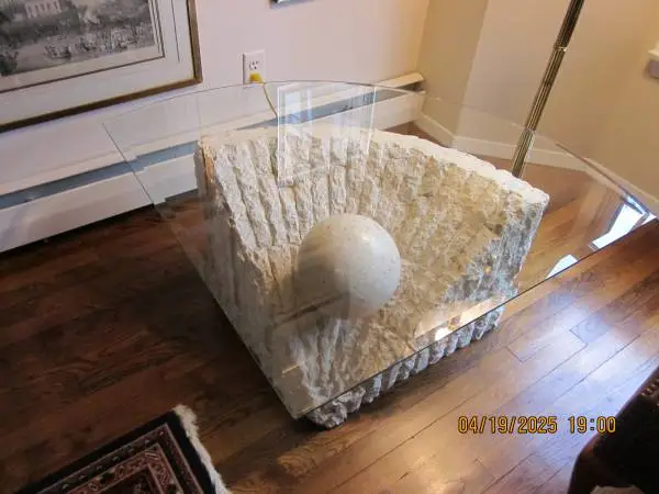 Mid-Century CoffeeTable of Tessellated Stone and Glass