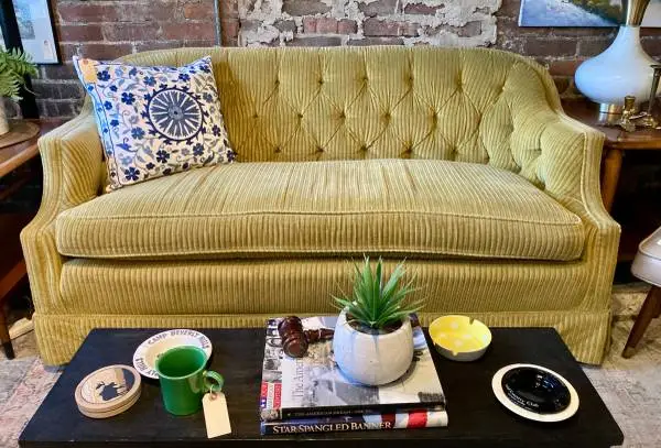 Fabulous Vintage Drexel Tufted Back Small Sofa
