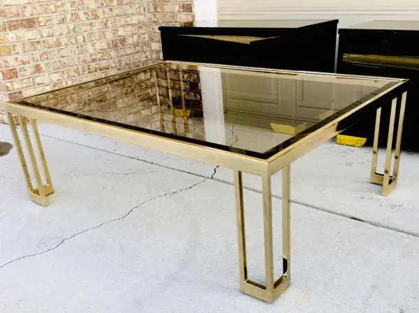 Reduced** Milo Baughman - Gold chrome coffee table - Super chic !