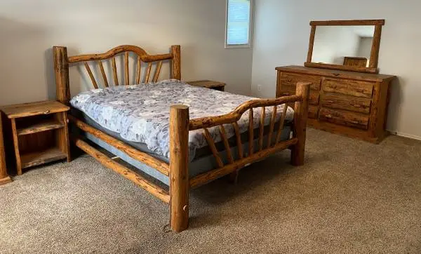 High End Rustic Live Edge Log Queen Bedroom Set at Creative Bargains