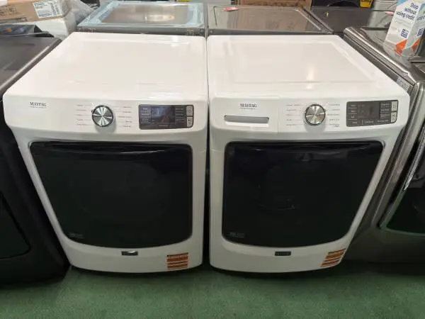 Maytag Side-by-Side Front Load Washer and Electric Dryer Set in White