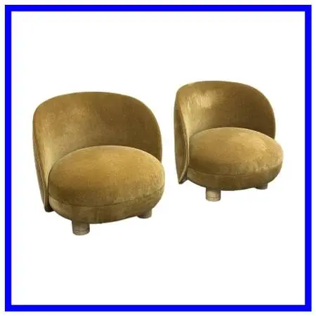 New Mohair Brown Sugar Laight Chairs, Pair