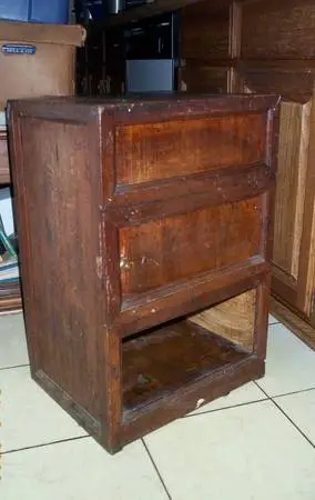 Antique TABLE Storage Shelf Secret Lock Compartment Rustic Furniture
