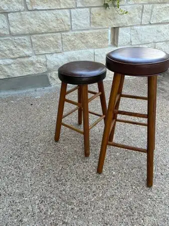 Oak bar stools (2) 24” and 30”