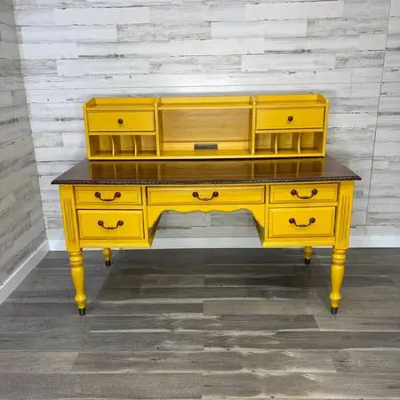 Yellow 2pc Wood Desk *delivery available*