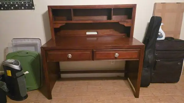 Wood desk with Hutch