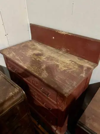 Red-Stained Eastlake Petite Dresser or Dry Sink