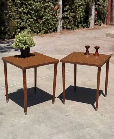 Vintage 1960s Mid Century Modern Nesting Side Tables – Pair Accent End