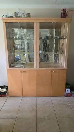 Maple China Hutch with Glass Doors