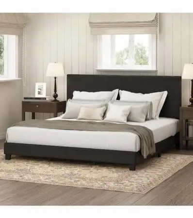 Faux leather bed frame king size no mattress