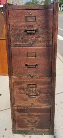 Antique Solid Oak Filing Cabinet / Storage Cabinet