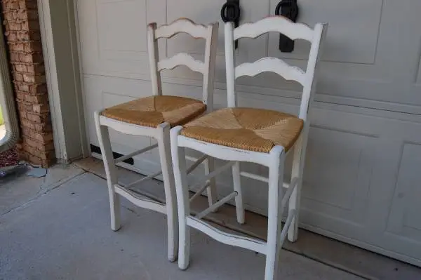 Set of Two Ballard White Distressed Farmhouse Bar Stools