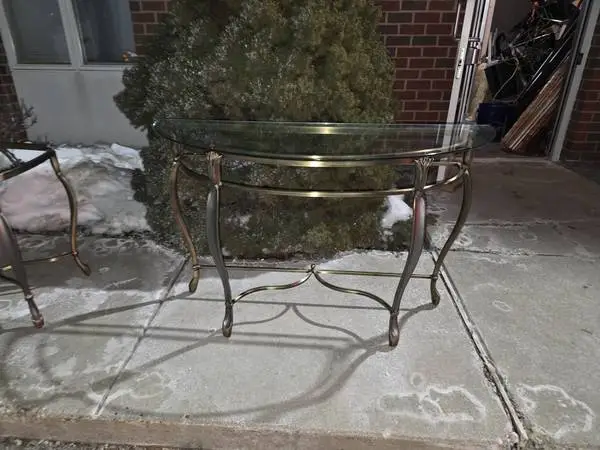 HALF-MOON GLASSTOP ENTRYWAY TABLE