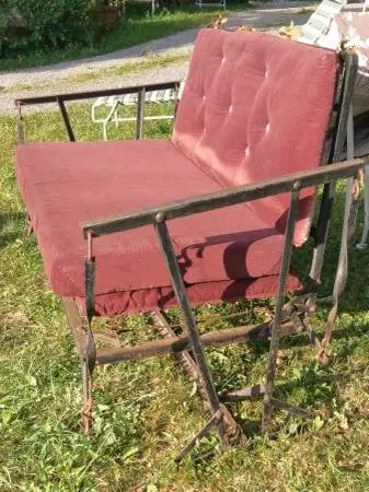 Wrought Iron Folding Porch Glider Swing Settee