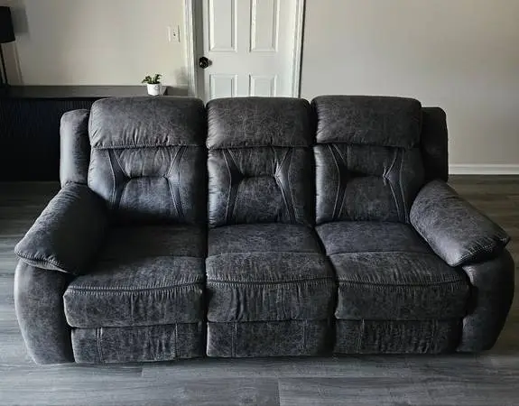 Gray microfiber couch