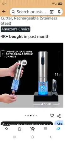 New Secura electric wine opener