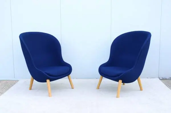 Danish Simon Legald for Normann Copenhagen Blue Hyg Lounge Chairs Pair