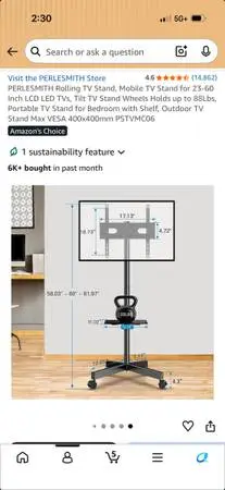Free rolling tv stand