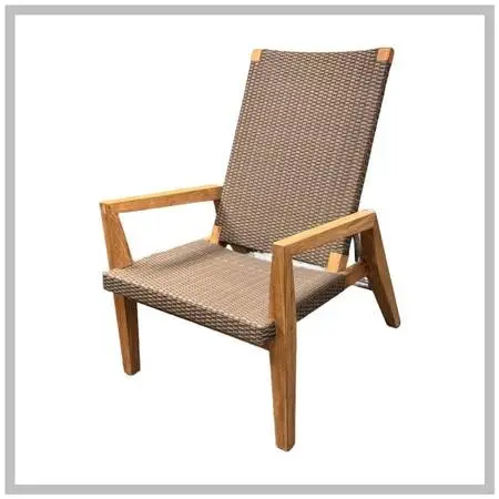 New Janus Et Cie Quinta Teak Woven Reclining Lounge Chair, Outdoor