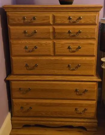 bureau - 5 drawer oak