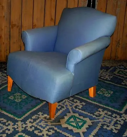 Montgomery Ward ARM CHAIR Vintage WARDS Blue Blonde Legs Furniture