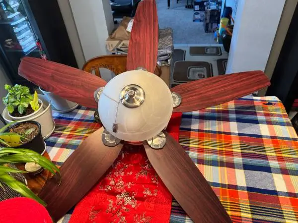 44“Modern Ceiling Fan with Light, Reversible Blades, Dark Walnut & Lig