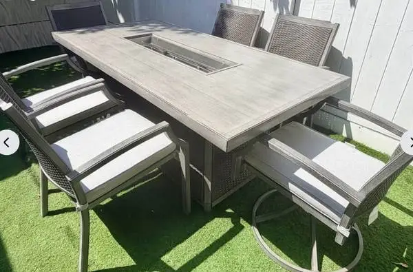 7pc New 🔥 Fire Pit Outdoor Patio Dining Table Set
