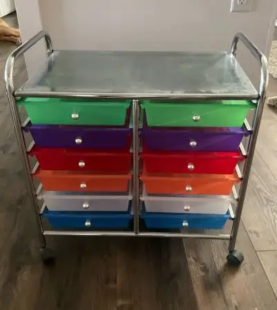 12-Drawer Chrome Rolling Organizer Cart
