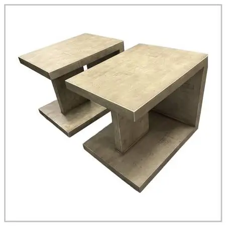 Four Hands Grass Roots Halden Vintage Grey Mahogany Nightstands, Pair