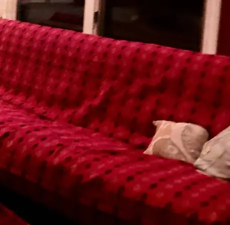 Red Patterned Futon - Solid Wood -- Excellent Condition