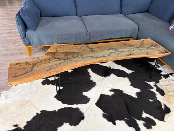 Stunning Custom Live Edge Wood Slab River Resin Coffee Table