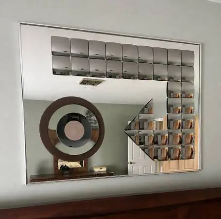 Vintage 1970s Hal Bienefeld disco Op Art Mirror-Mid Century Mod
