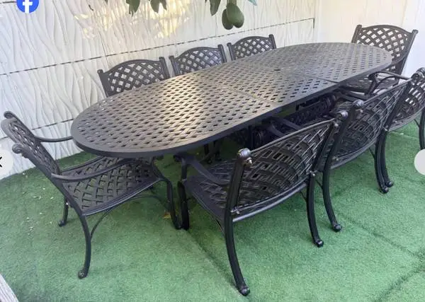 9pc New Heavy Cast Aluminum Extendable Outdoor Patio Dining Table Set