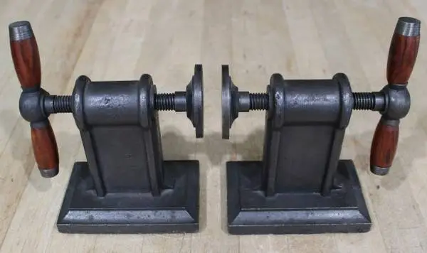Industrial Steampunk Bookends — Heavy Cast Iron + Working Screw Handle