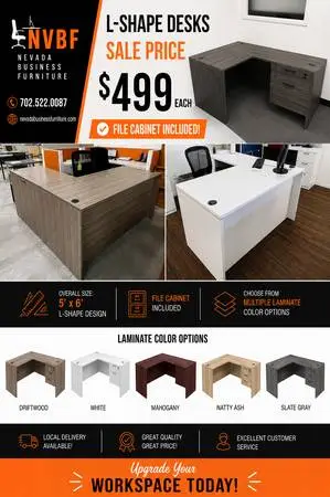 NEW 5 x 6 L-Shape Office Desks – Only $499! – Las Vegas