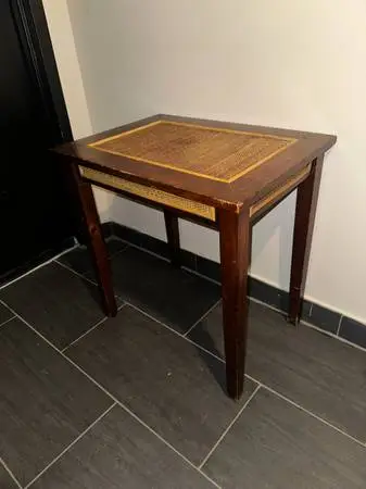 Wood and ratan side table