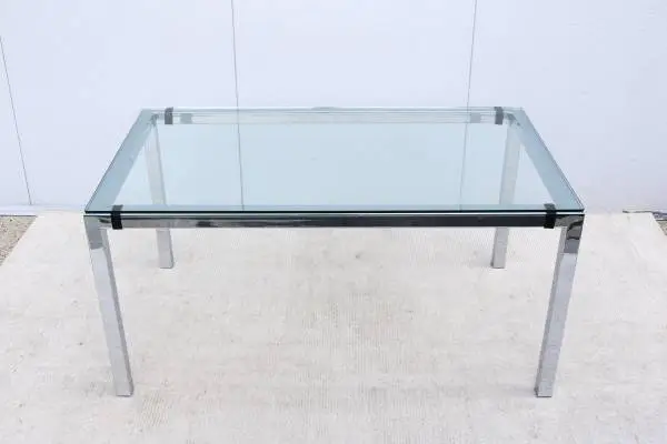 1970s Mid-Century Modern Milo Baughman Glass & Chrome Dining Table