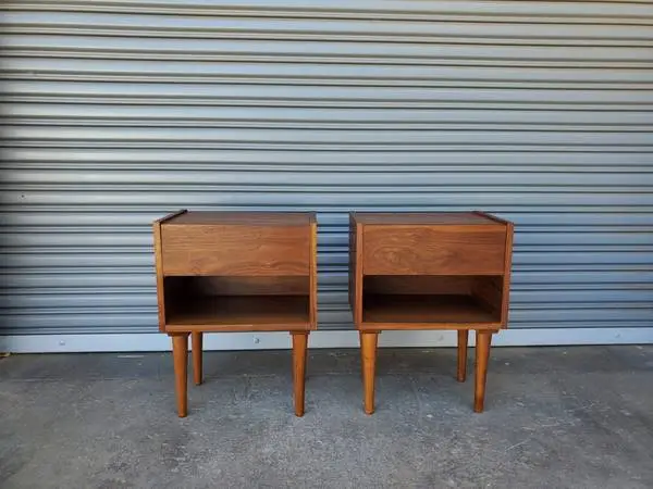 custom made pair of walnut night stand
