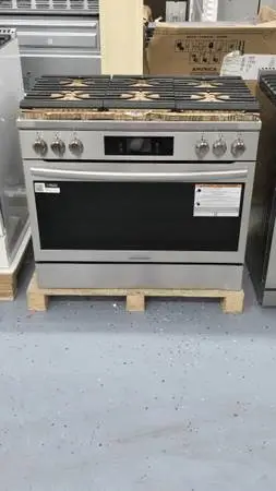 Brand new 36-in Frigidaire Gallery  six burner gas range with air fryer self cle