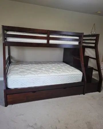 Wooden Bunk Bed with Mattresses In Like Brand New Condition