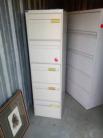 White 5 drawer legal size file cabinet