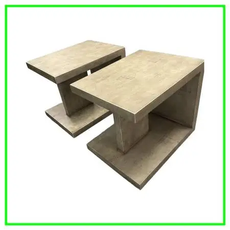 Four Hands Grass Roots Halden Vintage Grey Mahogany Nightstands, Pair