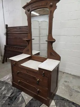 Authentic 1880s Eastlake Bedroom Set Delivery Available