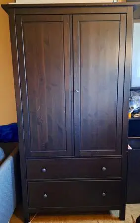 Hemnes Mocha Wardrobe W/Key, Shelf & Clothing Rod