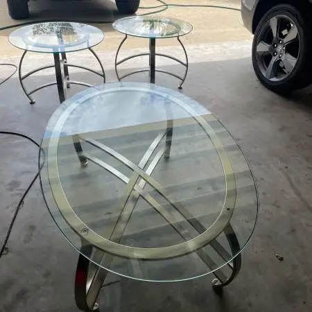 Glass Coffee Table and End Tables