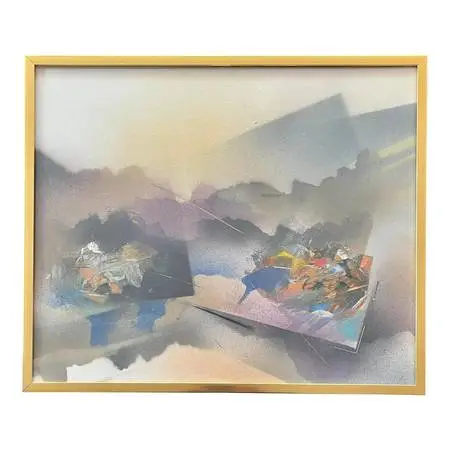 Vintage Post Modern Abstract Serigraph Print 80s Geometric