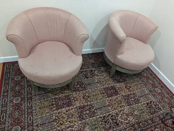Pair of Pink Barrel Swivel Chairs - Great deal - Wont last long!!!
