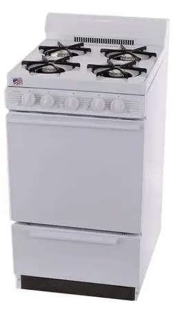 Premier 20” Freestanding Gas 4 Open Burners Range White New